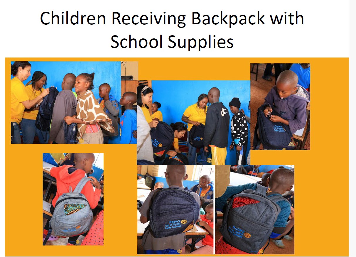 Children Receiving Backpack with School Supplies